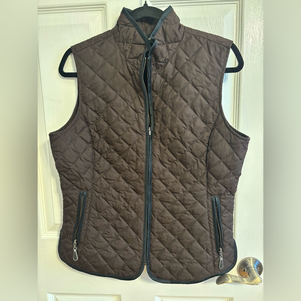 Eddie Bauer Dark Brown Goose Down Quilted Vest